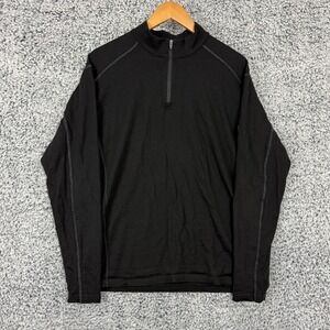 Kuhl Sweater Mens XL Black Merino Wool Quarter Zip Pullover Performance Outdoors